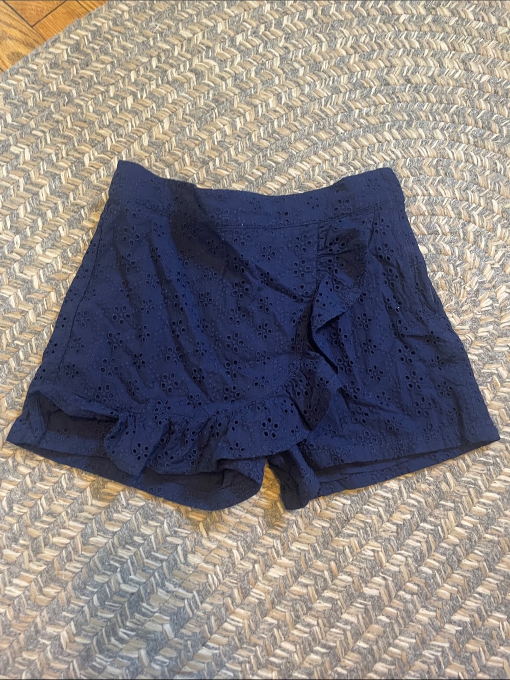 Janie and Jack Girls Navy Eyelet Ruffle Shorts - Size 10